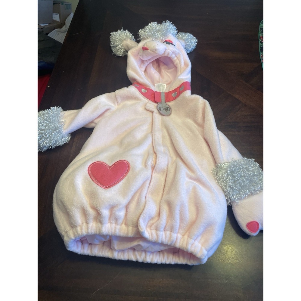 Old Navy Pink Poodle One Piece Fi Fi Halloween Costume Size 12-24 HOODED DOG